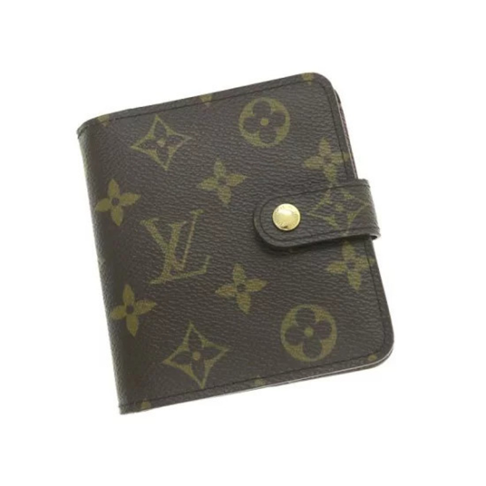 Louis Vuitton Monogram Compact Zip Canvas Leather Brown
